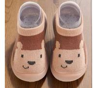 Shein 1 par de zapatos tipo calcetín para bebé, zapatos infantiles lindos con diseño de oso de dibujos animados, zapatos para niños con suela de goma suave,