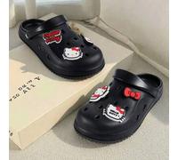 Shein 1 par, las pantuflas con agujeros de Hello Kitty de Sanrio son muy queridas, su diseño único es adecuado para uso en la playa al aire libre, son linda