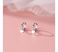 Shein 1 Par Pendientes De Argolla Circular Con De Plata De Ley S925, Un Solo Diamante Y Circonia Cúbica Para Mujeres. Regalo Fino De Joyería Para Damas, Reg