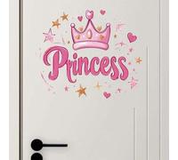 Shein 1 Pegatina de pared de vinilo con temática de princesa, en estilo Art Deco con una corona rosa brillante, adecuada para el dormitorio de una niña