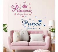 Shein 1 Pegatina de pared de vinilo con temática de princesa, en estilo art déco con una corona rosa brillante, adecuada para el dormitorio de una niña