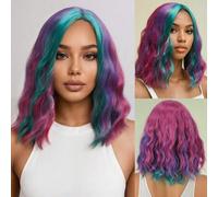 Shein 1 peluca de mujer, con raya a un lado, rizada, teñida, cabello corto y rizado en varios colores, simulación natural para uso diario, adecuada para f
