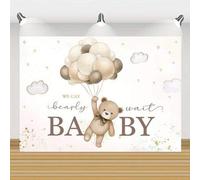 Shein 1 peluche de oso marrón, No podemos esperar a la fiesta, perfecto para una fiesta de oso de género neutro, props para fotomatón, decoración de pancart