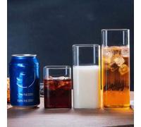 Shein 1 pieza/10 piezas/set Vaso de vidrio sencillo cuadrado para té con leche, café, refresco, adecuado para restaurantes, cocinas, hoteles y tiendas de be