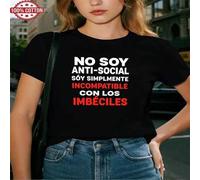 Shein 1 pieza 100% Algodón "NO SOY ANTISOCIAL, SIMPLEMENTE SOY INCOMPATIBLE CON LOS IDIOTAS" Sudadera con cuello redondo y estampado gráfico para mujer