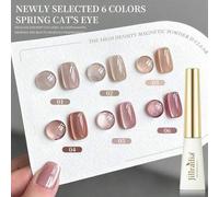 Shein 1 pieza 10ML Set de 6 colores de esmalte de uñas en gel efecto ojo de gato magnético con sistema de remojo UV LED para manicura y arte de uñas - No in