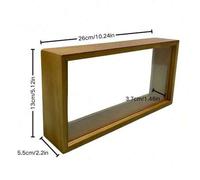 Shein 1 pieza 13*26cm Marco de fotos cuadrado de acrílico - Diseño hueco transparente, decoración de grano de madera oscura, estilo minimalista, adecuado pa