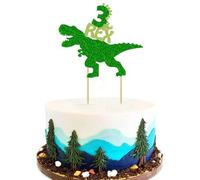 Shein 1 pieza/13 piezas Decoración para pastel de cumpleaños de dinosaurio Tiranosaurio Rex feliz 3ro/2do/4to/5to, Palillos para pastel con brillo de Tirano
