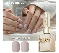 Shein 1 pieza 15ML Esmalte de uñas en gel puro de color gris rosa. Gel de construcción semi-permanente que se puede remover con remojo, para uñas UV LED