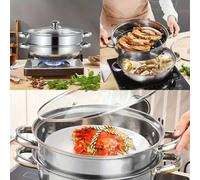 Shein 1 pieza 2/3, olla integrada de vapor, acero inoxidable para cocinar y cocinar con tapa, universal para cocina de inducción, estufa de gas y estufa elé