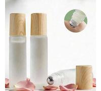 Shein 1 PIEZA/2 PIEZAS/10 PIEZAS Botella de vidrio esmerilado rellenable, botella de aceite esencial, botella de bola de rodillo de acero inoxidable, tapa d