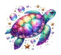 Shein 1 pieza/2 piezas/3 piezas Calcomanías de transferencia de calor de tortuga marina y estrella de mar vibrantes - Vinilo multicolor, perfectas para cami