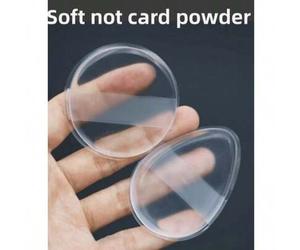 Shein 1 pieza/2 piezas/3 piezas Esponja de maquillaje de silicona, cojín de cristal que no absorbe, borla de crema BB, base de gelatina transparente, esponj