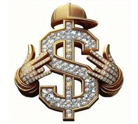 Shein 1 pieza/2 piezas/3 piezas Pegatinas de transferencia de calor con signo de dólar de estilo hip hop, adecuadas para personalizar sudaderas con capucha,