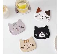 Shein 1 pieza /2 piezas /4 piezas /5 piezas Posavasos de silicona con diseño de gato, almohadilla aislante de calor, taza, posavasos para taza de agua, tazó