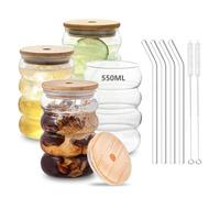 Shein 1 pieza/2 piezas/4 piezas Vaso de vidrio transparente, vaso para bebida fría, taza para desayuno con leche, taza para cóctel