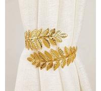 Shein 1 pieza/2 piezas Anillos de cortina de metal con hoja dorada y plateada, Accesorios de cuerda de amarre para cortinas, Decoración del hogar, San Valen