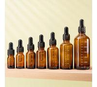 Shein 1 pieza/2 piezas Botella de gotero de vidrio ámbar de 5ml-100ml con escala de medición, esencial de viaje recargable para aceites esenciales, perfume,