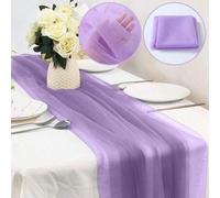 Shein 1 pieza/2 piezas Camino de mesa de 2m de color liso morado claro,tela de gasa para arco de boda, cubierta de mesa para fiesta de cumpleaños, decoració