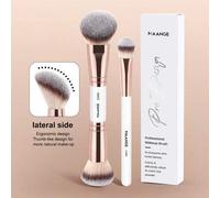Shein 1 pieza/2 piezas Cepillo de maquillaje facial profesional de doble cabeza, suave al tacto, herramienta de maquillaje multifuncional, con caja de papel