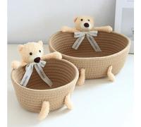 Shein 1 pieza/2 piezas Cestas de almacenamiento entretejidas, cestas de almacenamiento decorativas de escritorio, adecuadas para juguetes, cosméticos, dormi