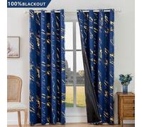 Shein 1 pieza/2 piezas Cortinas opacas con lámina de oro/Cortinas con lámina de oro tipo mármol/Diseño con ojales en la parte superior/Forro opaco/Cortinas