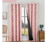 Shein 1 pieza/2 piezas Cortinas opacas con lámina de oro/Cortinas con lámina de oro tipo mármol/Diseño con ojales en la parte superior/Forro opaco/Cortinas