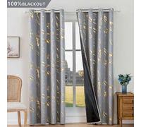 Shein 1 pieza/2 piezas Cortinas opacas con lámina de oro/Cortinas con lámina de oro tipo mármol/Diseño con ojales en la parte superior/Forro opaco/Cortinas