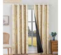 Shein 1 pieza/2 piezas Cortinas opacas con lámina de oro/Cortinas con lámina de oro tipo mármol/Diseño con ojales en la parte superior/Forro opaco/Cortinas