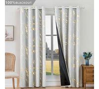 Shein 1 pieza/2 piezas Cortinas opacas con lámina de oro/Cortinas con lámina de oro tipo mármol/Diseño con ojales en la parte superior/Forro opaco/Cortinas
