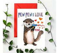 Shein 1 pieza/2 piezas Encantadora y divertida tarjeta de confesión de amor de la nutria, tarjeta de cumpleaños, tarjeta de invitación con sobre, regalo per