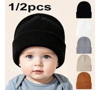 Shein 1 pieza/2 piezas Gorro de punto para bebé otoño/invierno, cómodo y suave, gorro de punto cálido de invierno unisex para recién nacido y niño pequeño p