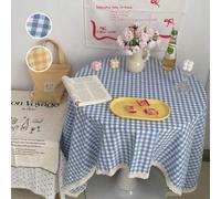 Shein 1 pieza/2 piezas Mantel a cuadros azules, Tela de cubierta de escritorio, Tela de fondo para fotografía para dormitorio de estudiante, Mesa de comedor