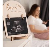 Shein 1 pieza/2 piezas Marco de foto de madera ultrasónico de doble cara, marco de cuenta regresiva de embarazo o recién nacido, decoración de escritorio, a