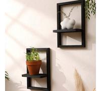 Shein 1 pieza/2 piezas Marco de fotos de madera negra minimalista, marco flotante cuadrado, adecuado para exhibir decoraciones navideñas, plantas o fotos, e