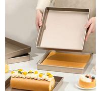 Shein 1 pieza/2 piezas Molde cuadrado para enrollado de pastel de 28cm x 28cm, bandeja para hornear rollos suizos, herramienta de horno para pasteles, paste
