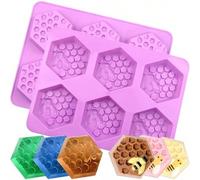 Shein 1 pieza/2 piezas Molde de jabón de silicona hexagonal, molde de jabón hecho a mano con forma de abeja, molde de cera