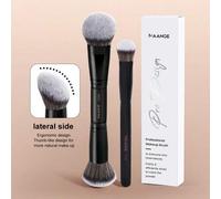 Shein 1 pieza/2 piezas Pincel de maquillaje facial profesional de doble cabeza, suave al tacto, herramienta de maquillaje multifuncional, con caja de papel,