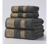 Shein 1 pieza/2 piezas Toalla de baño de lujo y clásica, bordada con hilo dorado, suave, absorbente, sin pelusa, ligera, adecuada para parejas, hogar, baño,