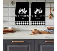 Shein 1 pieza/2 piezas Toallas de cocina a cuadros de búfalo, suaves y absorbentes, lavables a máquina de poliéster, perfectas para la decoración de la coci