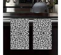 Shein 1 pieza/2 piezas Toallas de cocina con estampado de leopardo, suaves y absorbentes, lavables a máquina de poliéster, perfectas para decoración de coci