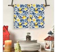 Shein 1 pieza/2 piezas Toallas de cocina de limón amarillo, suaves y absorbentes, lavables a máquina de poliéster, perfectas para decoración de cocina, coci