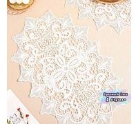 Shein 1 pieza 26*40cm Tapete ovalado de encaje y bordado Mantel individual para mesa, taza, café, té, Navidad, rosa, flor, doily, cocina, decoración elegant