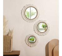 Shein 1 pieza/2pcs/3pcs Juego de Espejos Decorativos de Pared Tejidos a Mano Estilo Boho, Decoración de Pared para Sala de Estar y Hogar Estilo Boho, Artesa