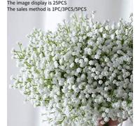 Shein 1 pieza/3 piezas/5 piezas Flores artificiales de Gypsophila blanca, ramo de paniculata artificial a granel que incluye tallos de plástico, adecuado pa