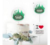 Shein 1 pieza/3 piezas/6 piezas Adorno transparente de acrílico "I Love Saudi Arabia" para decorar tartas para celebrar el Día Nacional de Arabia Saudita, s