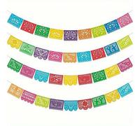 Shein 1 pieza/3 piezas Banderines de plástico con la bandera de México, longitud total de 4.5m, tamaño del banderín aproximadamente 7.87" X 5.24". Decoracio