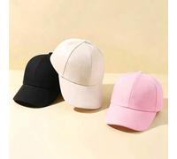 Shein 1 pieza/3 piezas Gorra de béisbol de moda & linda, sombrero de sol ajustable de unicolor adecuado para niños pequeños, niñas, bebés, uso casual para p