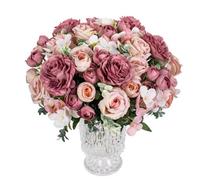 Shein 1 pieza/3 piezas Peonía artificial, Ramo de rosas, Capullo de flor, Ramo de hortensias, Bola de flores bordadas, Diversos arreglos florales para el Dí