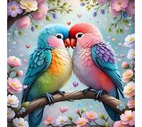 Shein 1 pieza 30*30cm/11.8*11.8in Kit de pintura de diamantes 5D con diseño de pájaros del amor en las ramas, artesanía de arte de diamantes DIY para decora